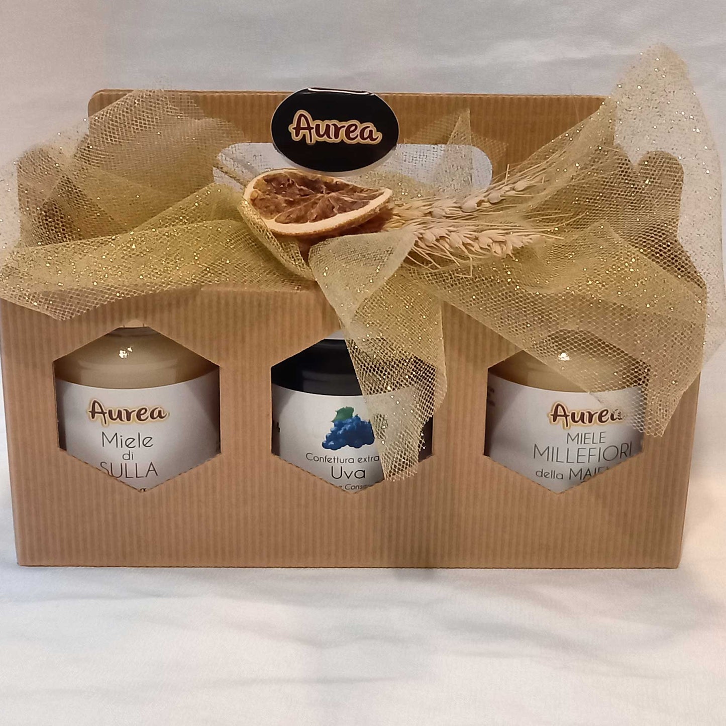 Confezione Regalo Miele di Sulla, Miele Millefiori della Maiella (250gr) e Confettura extra di Uva (220g)